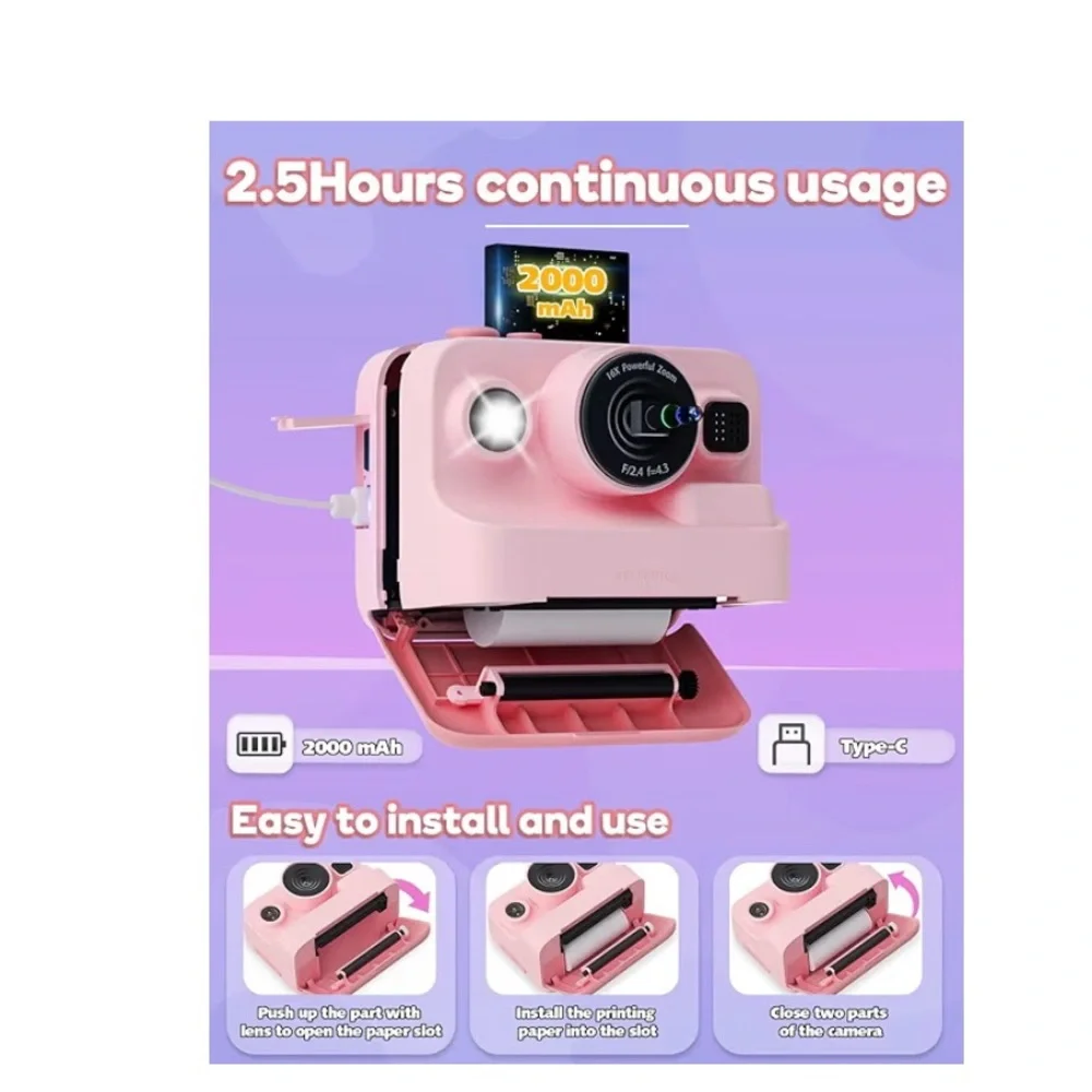 DIY Pink Instant Print Digital Camera